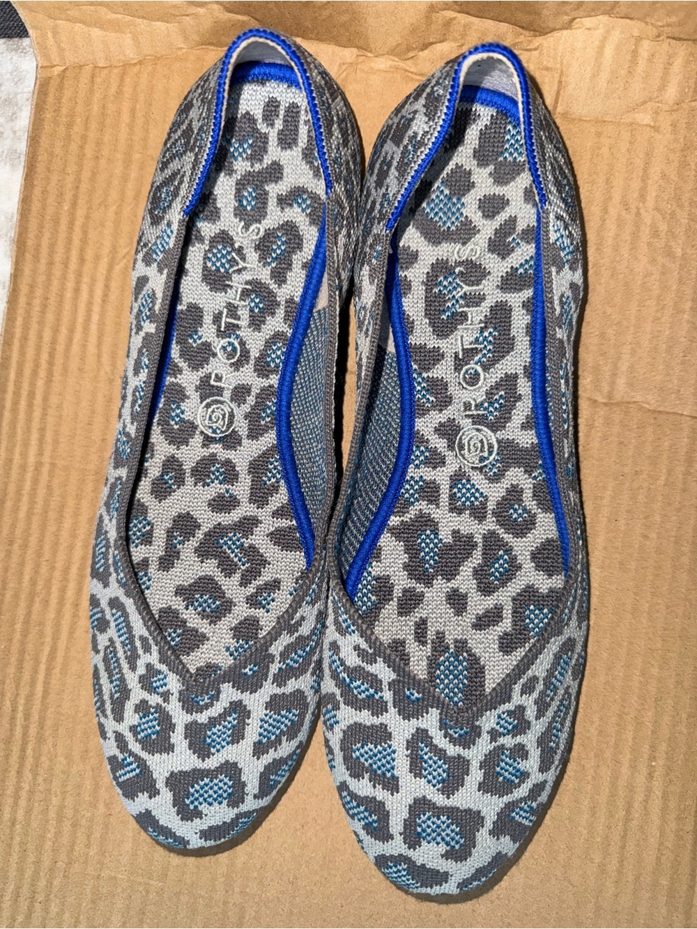 Rothy's Gray and Blue Leopard Print Slip-On Flats - Picture 3 of 5